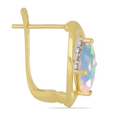 BUY 14K GOLD NATURAL ETHIOPIAN OPAL GEMSTONE CLASSIC EARRINGS